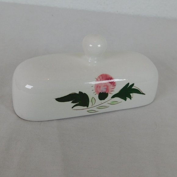 Stangl Pottery Pink Thistle 1/4 lb Covered Butter Dish Vintage FLAW-Small stains - Picture 11 of 12